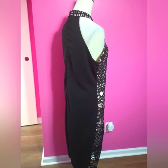 Eilly Bazar Ladies Black Lace Overlay Midi Pencil Dress (Size XL) - Picture 7 of 9